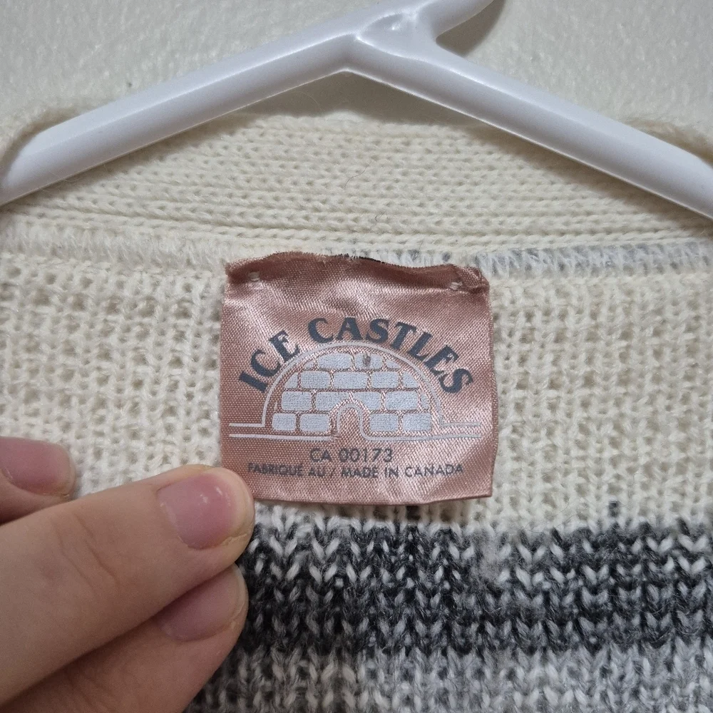 Ice Castles Women's Cream Vintage Fair Isle Knit Open Front Vest Size M/L - Picture 5 of 7